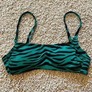Green and Black zebra print bikini top